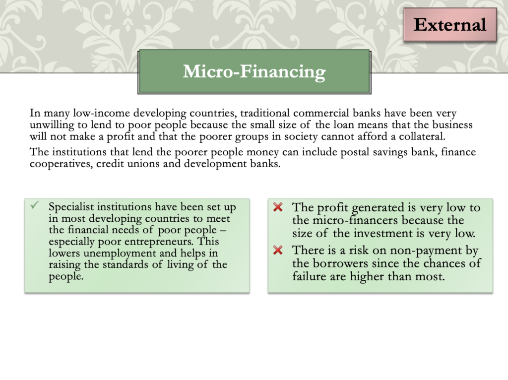 Sources of Finance Presentation Notes